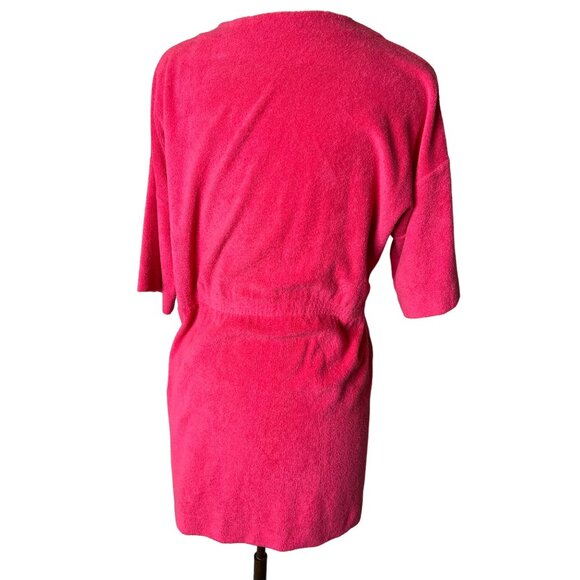 Vintage Shadowline Pink Terry Cloth Wrap Robe Small Mini Boho Barbie - Picture 5 of 11